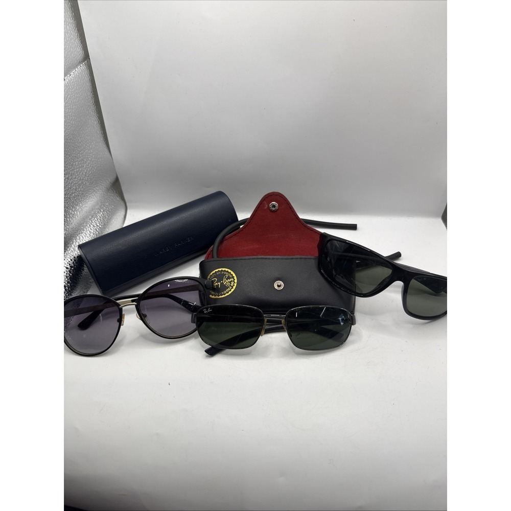 Lot 3 Sunglasses, Sunglasses Case, Ray Ban, Guess, Sea Striker READ